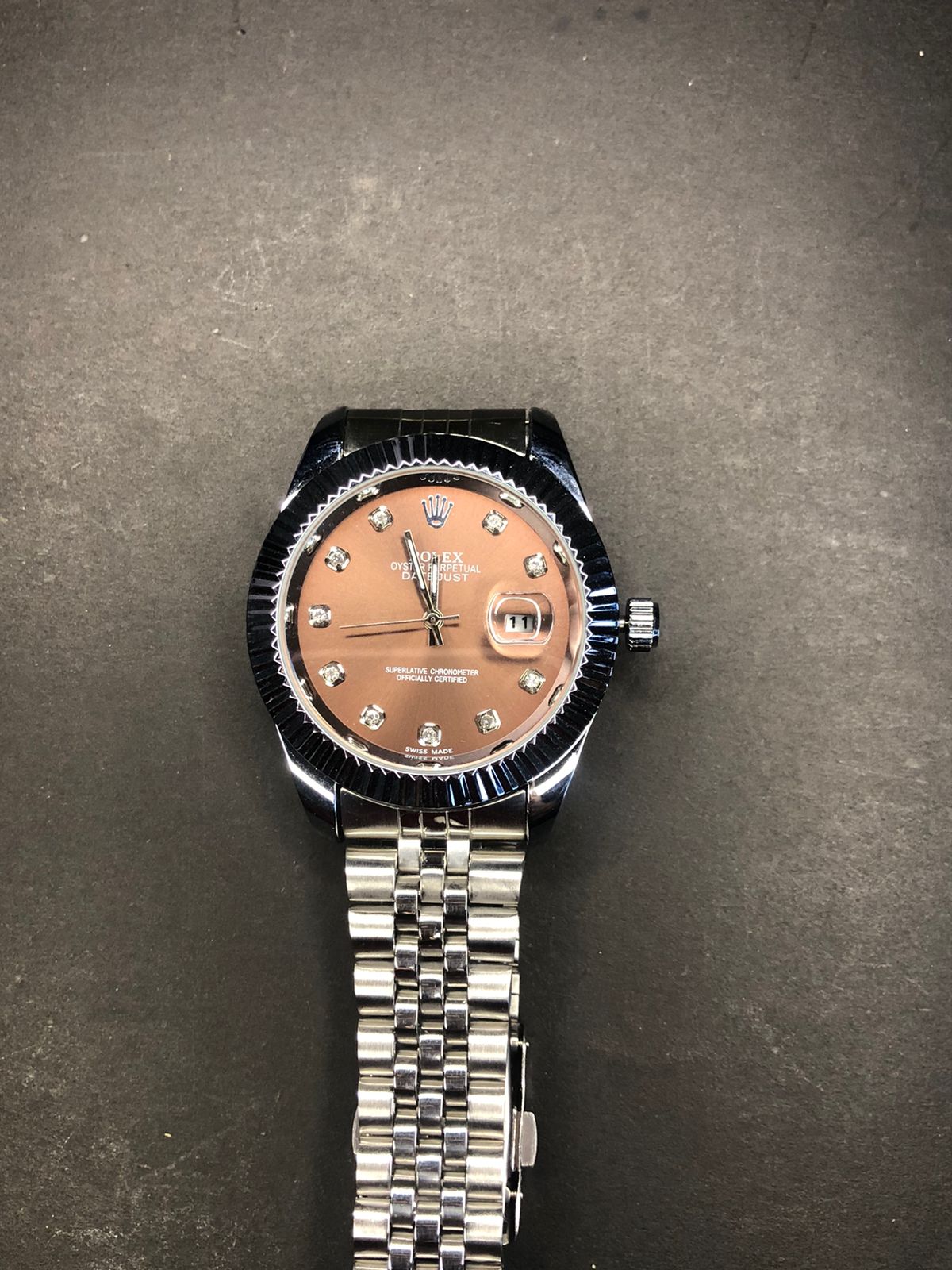 Luxury Rose Dial Steel Watch