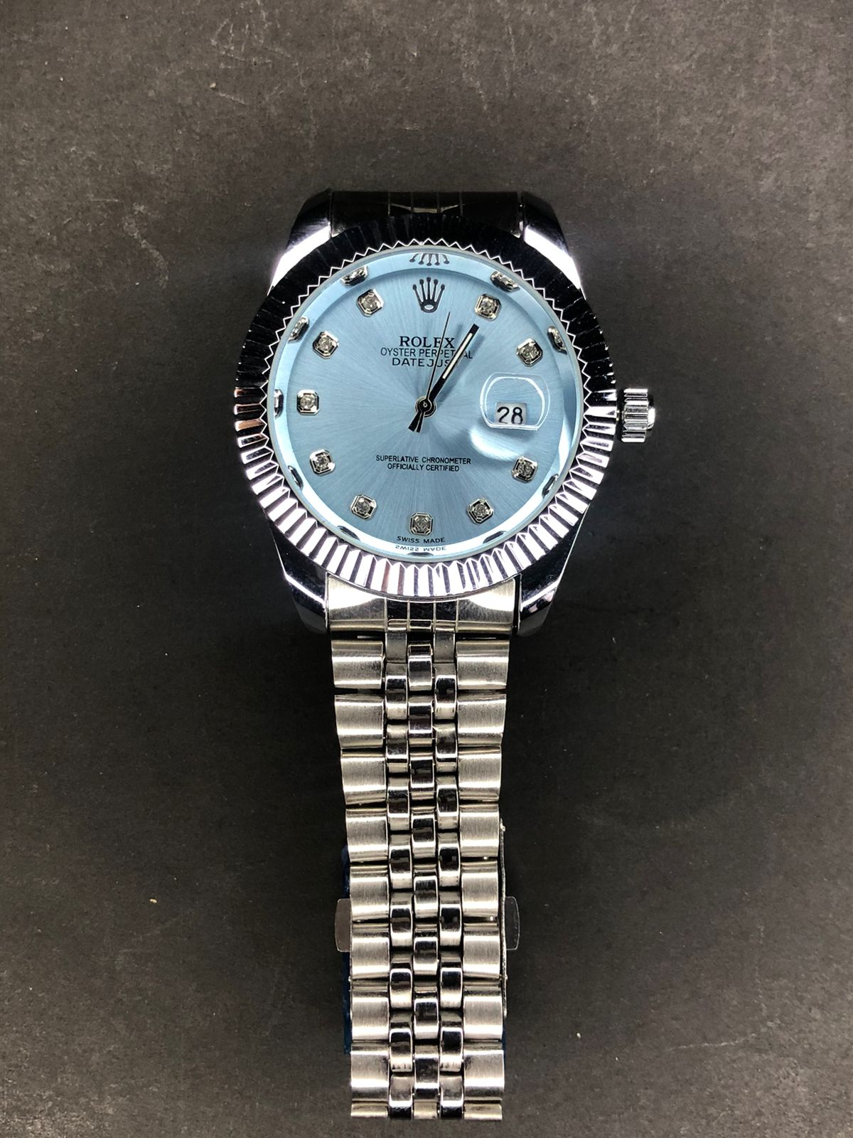 Luxury Ice Blue Dial Watch