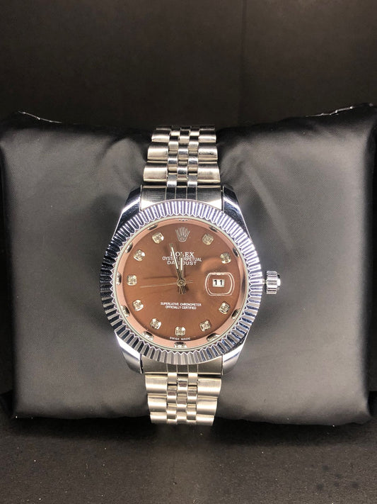 Luxury Rose Dial Steel Watch