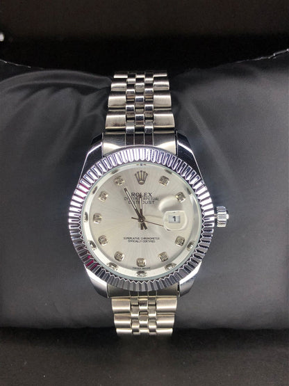 Luxury Silver Diamond Dial Watch