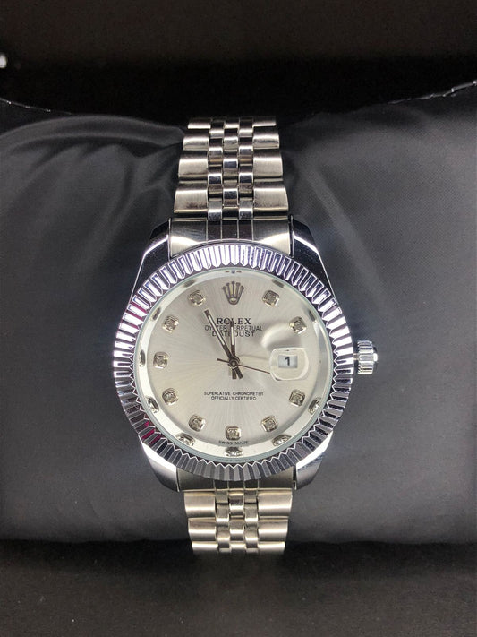 Luxury Silver Diamond Dial Watch