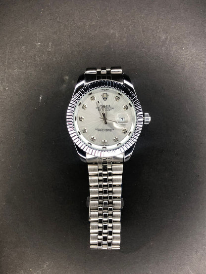 Luxury Silver Diamond Dial Watch