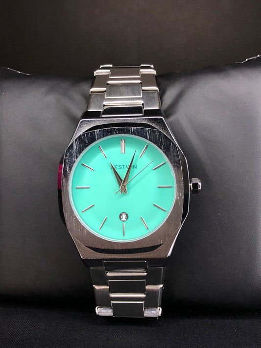 Elegant Aqua Dial Watch