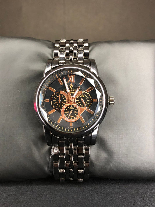 Rose Gold Accent Black Watch
